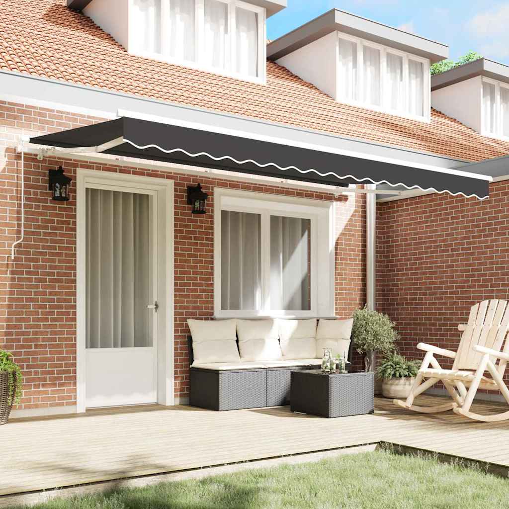 vidaXL Retractable Awning Anthracite 400 x 200 cm Fabric 3