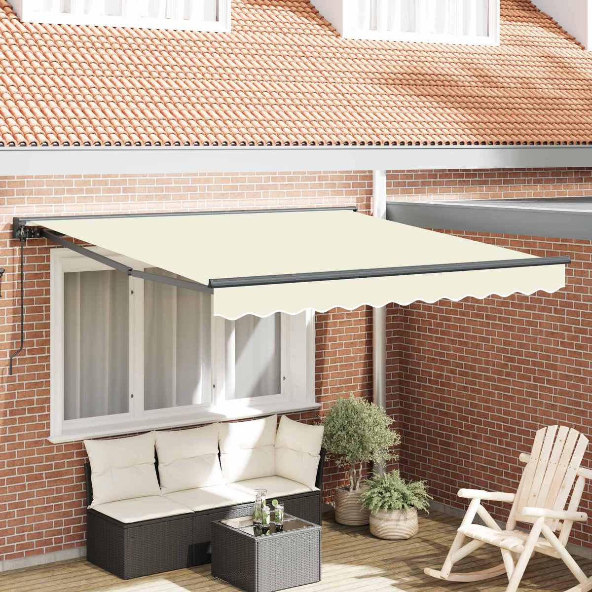 vidaXL Awning Frame Cream 300 x 250 cm Polyester with PU coating 1