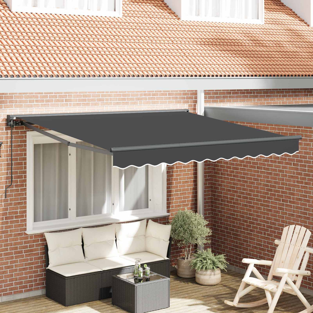 vidaXL Awning Frame Anthracite 300 x 250 cm Polyester with PU coating 1