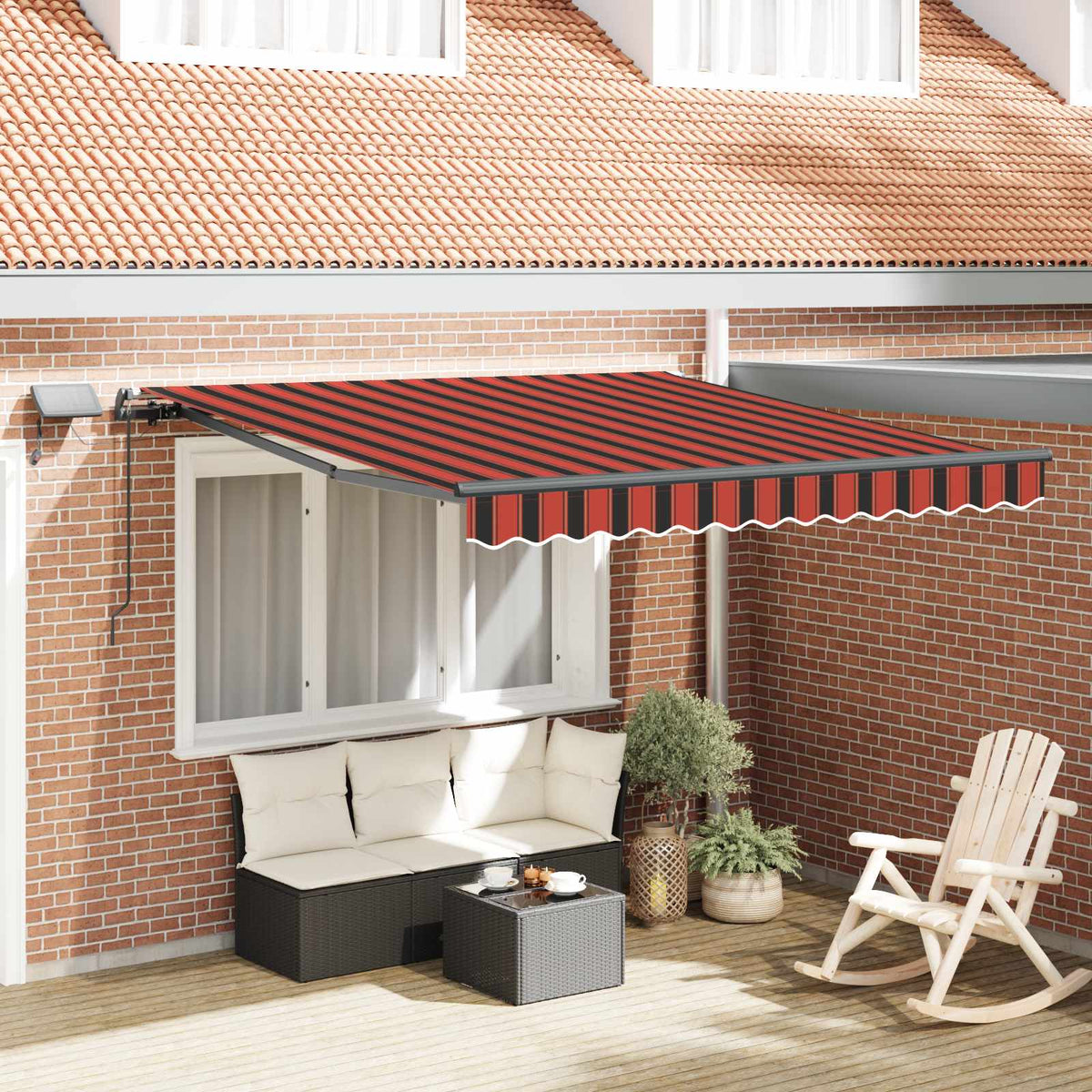 vidaXL Retractable Awning Orange and brown 300 x 250 cm 1