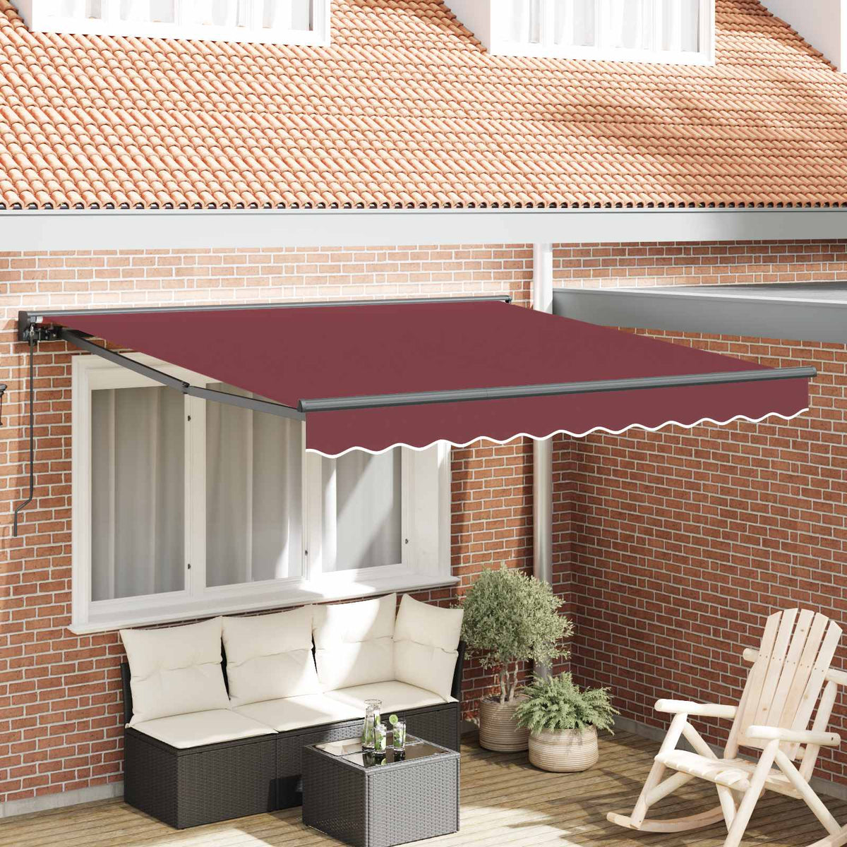 vidaXL Awning Frame Burgundy 300 x 250 cm Polyester with PU coating 1