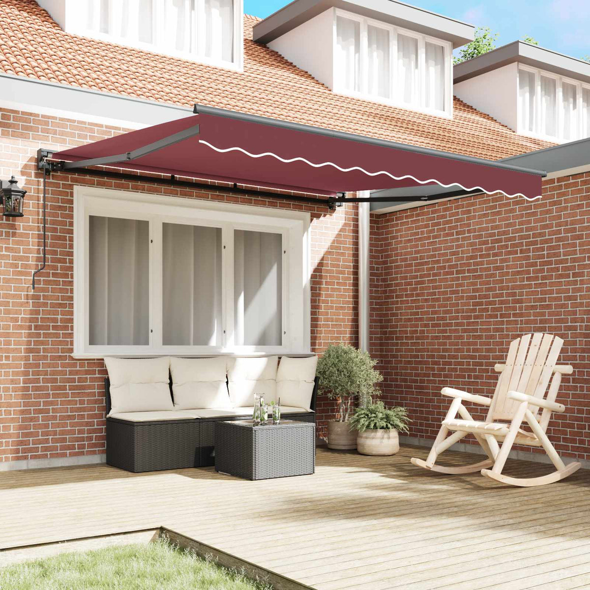 vidaXL Awning Frame Burgundy 300 x 250 cm Polyester with PU coating 3