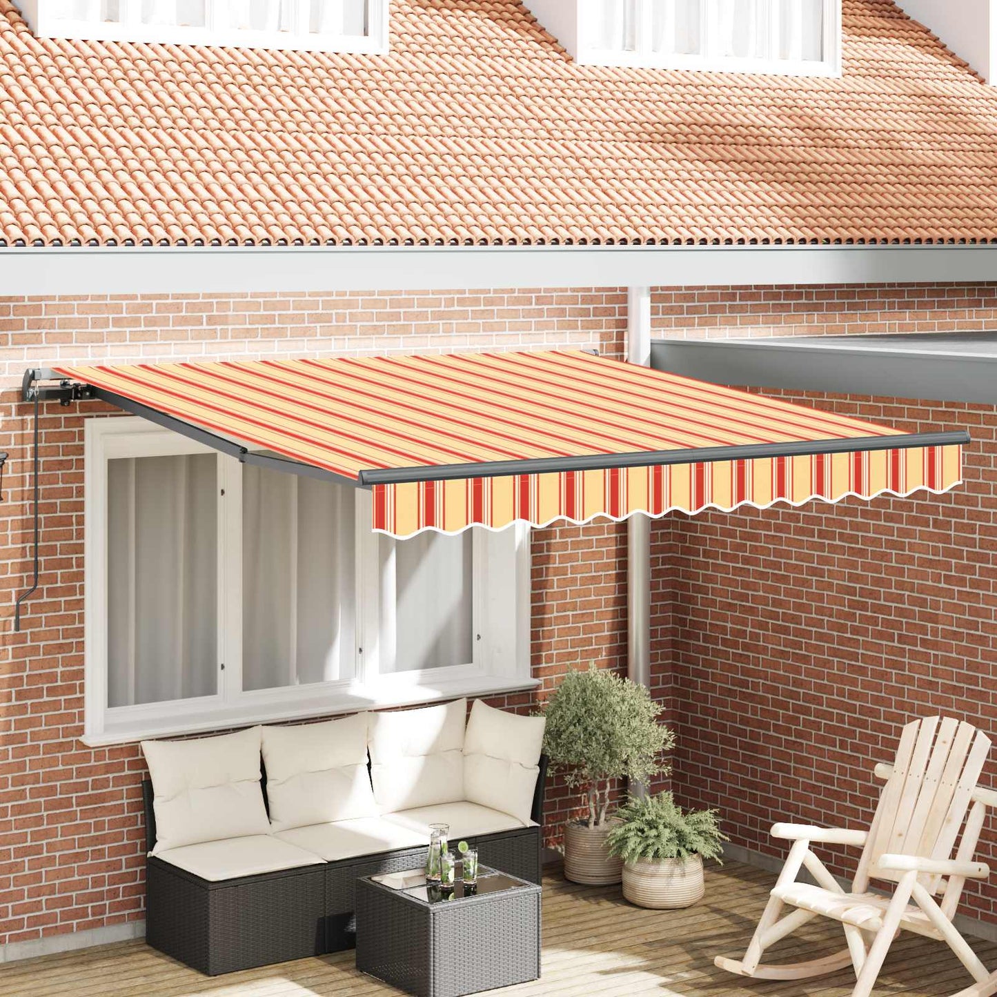 vidaXL Retractable Awning Yellow and Orange 300 x 250 cm 1