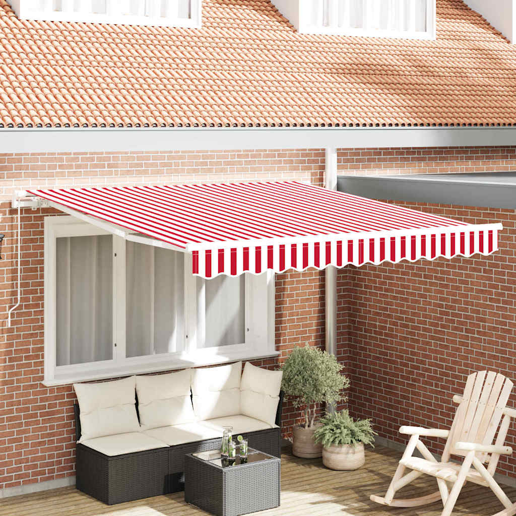 vidaXL Retractable Awning Red and White 300 x 250 cm 1