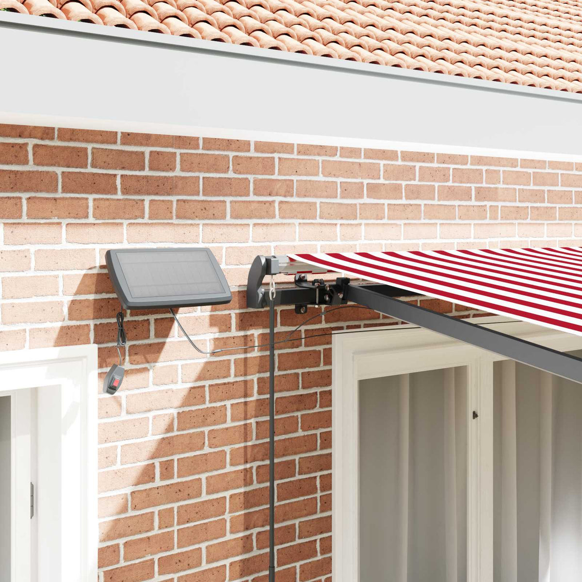 vidaXL Retractable Awning Red and White 300 x 250 cm 4
