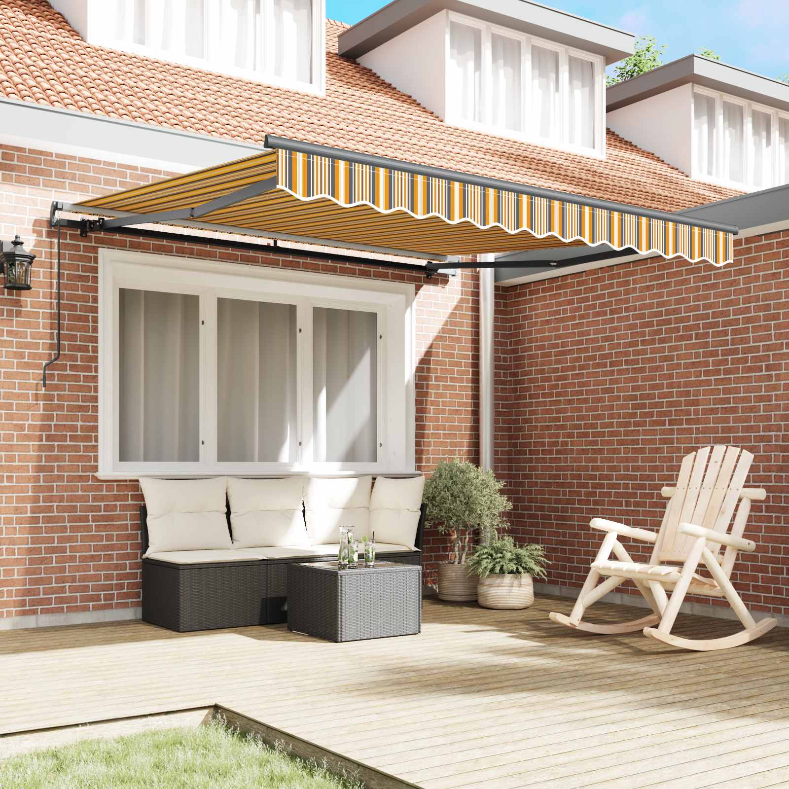 vidaXL Retractable Awning Multicolour 300 x 250 cm 3