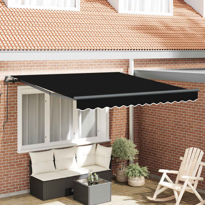 vidaXL Retractable Awning Black 300 x 250 cm Polyester and Aluminium 1