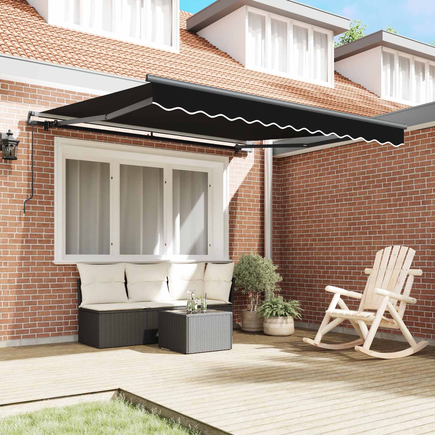 vidaXL Retractable Awning Black 300 x 250 cm Polyester and Aluminium 3