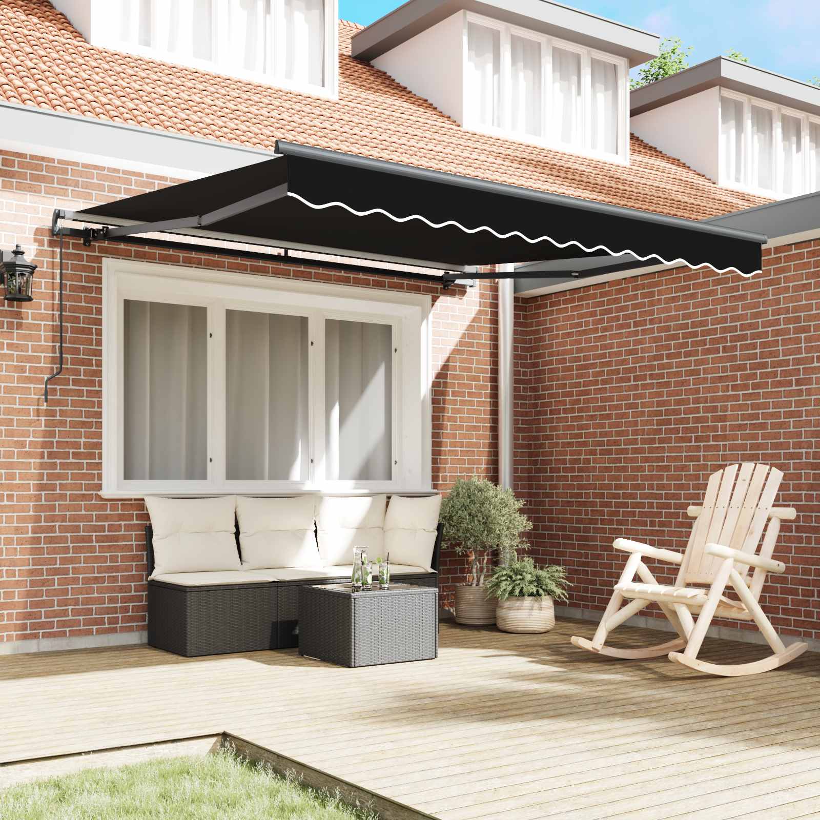 vidaXL Retractable Awning Black 300 x 250 cm Polyester and Aluminium 3