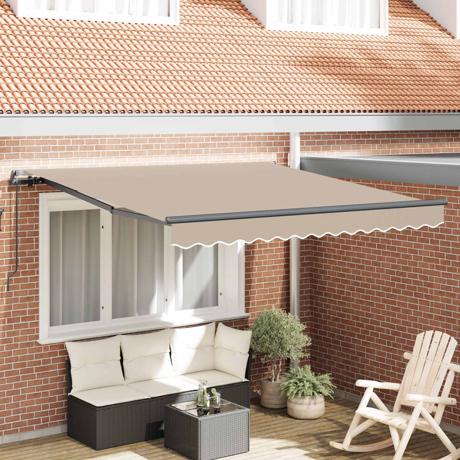 vidaXL Retractable Awning Beige 300 x 250 cm Polyester and Aluminium 1