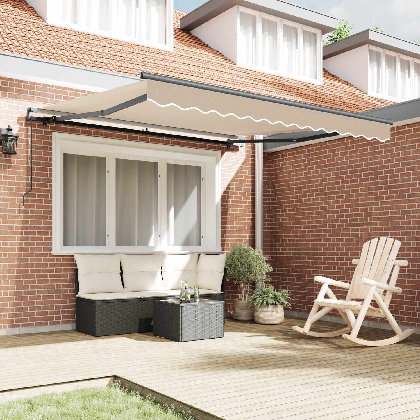 vidaXL Retractable Awning Beige 300 x 250 cm Polyester and Aluminium 3