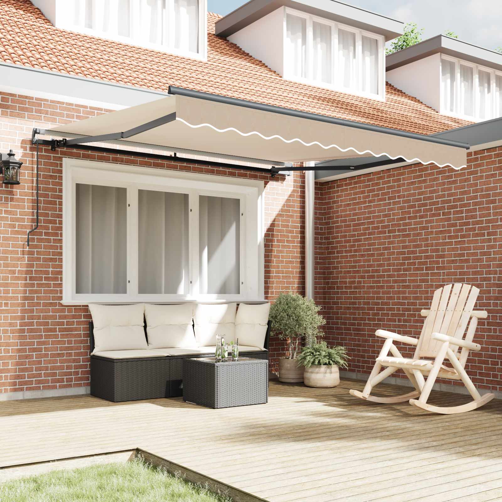 vidaXL Retractable Awning Beige 300 x 250 cm Polyester and Aluminium 3