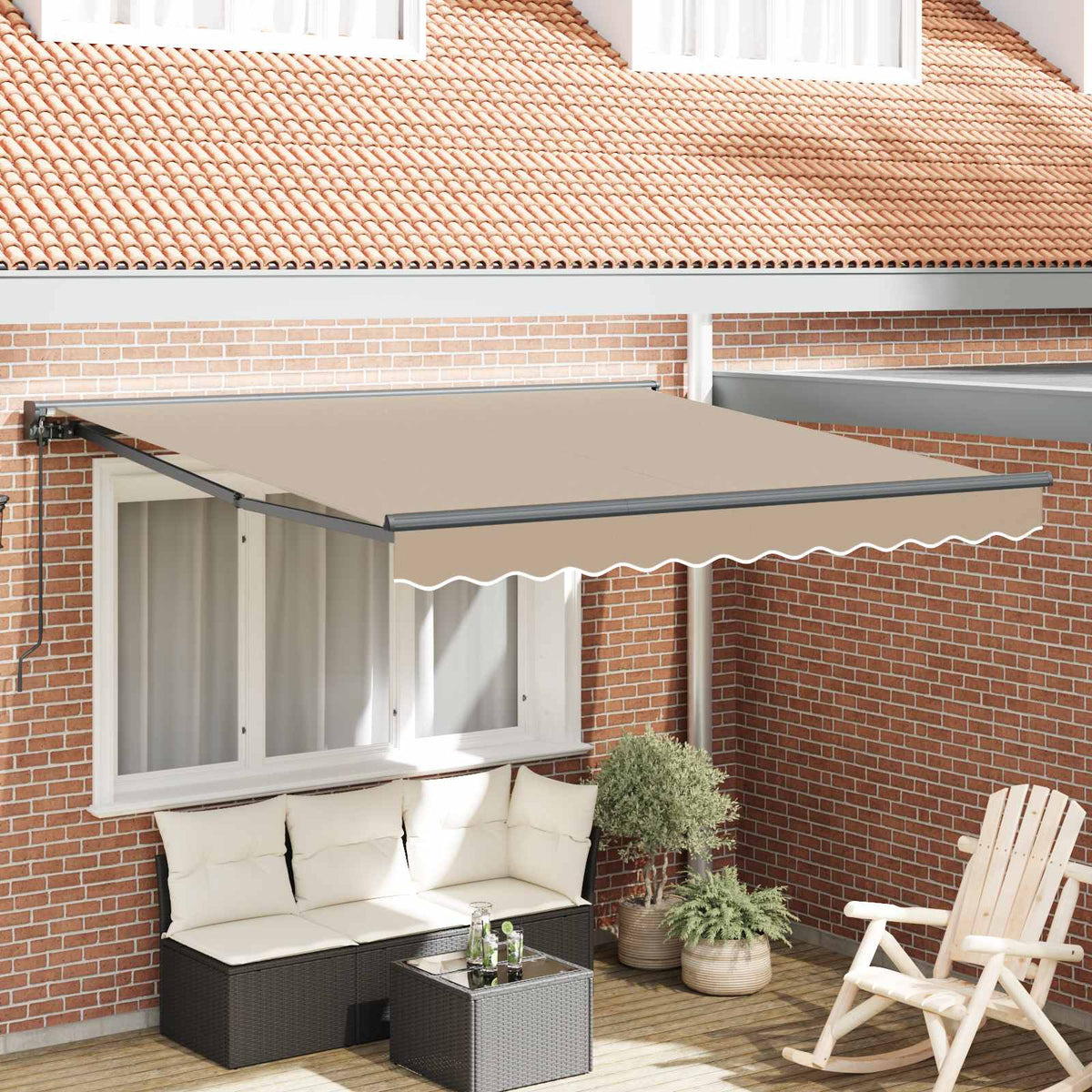 vidaXL Awning Frame Beige 300 x 250 cm Polyester with PU coating 1