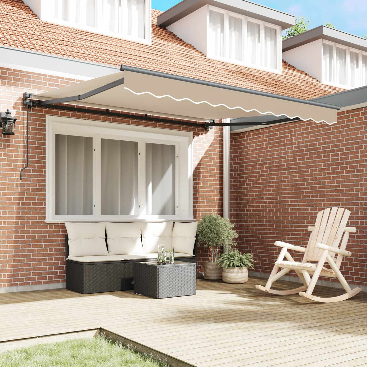 vidaXL Awning Frame Beige 300 x 250 cm Polyester with PU coating 3