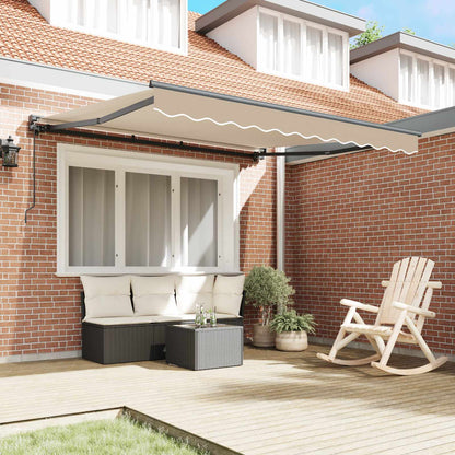 Manual Awning 3 x 2.5 m Beige 100% Polyester Drop 2.5 m Width 3 m Anthracite (anthracite frame)–Light grey (anthracite frame) Beige (anthracite frame)