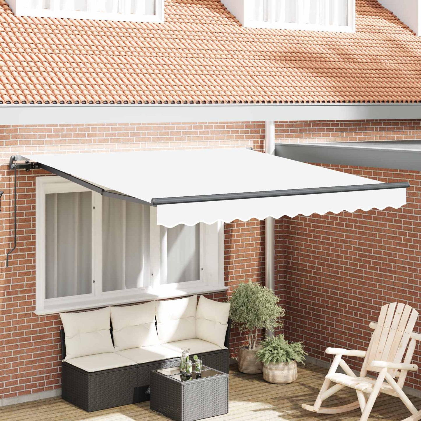 vidaXL Retractable Awning White 300 x 250 cm Polyester and Aluminium 1