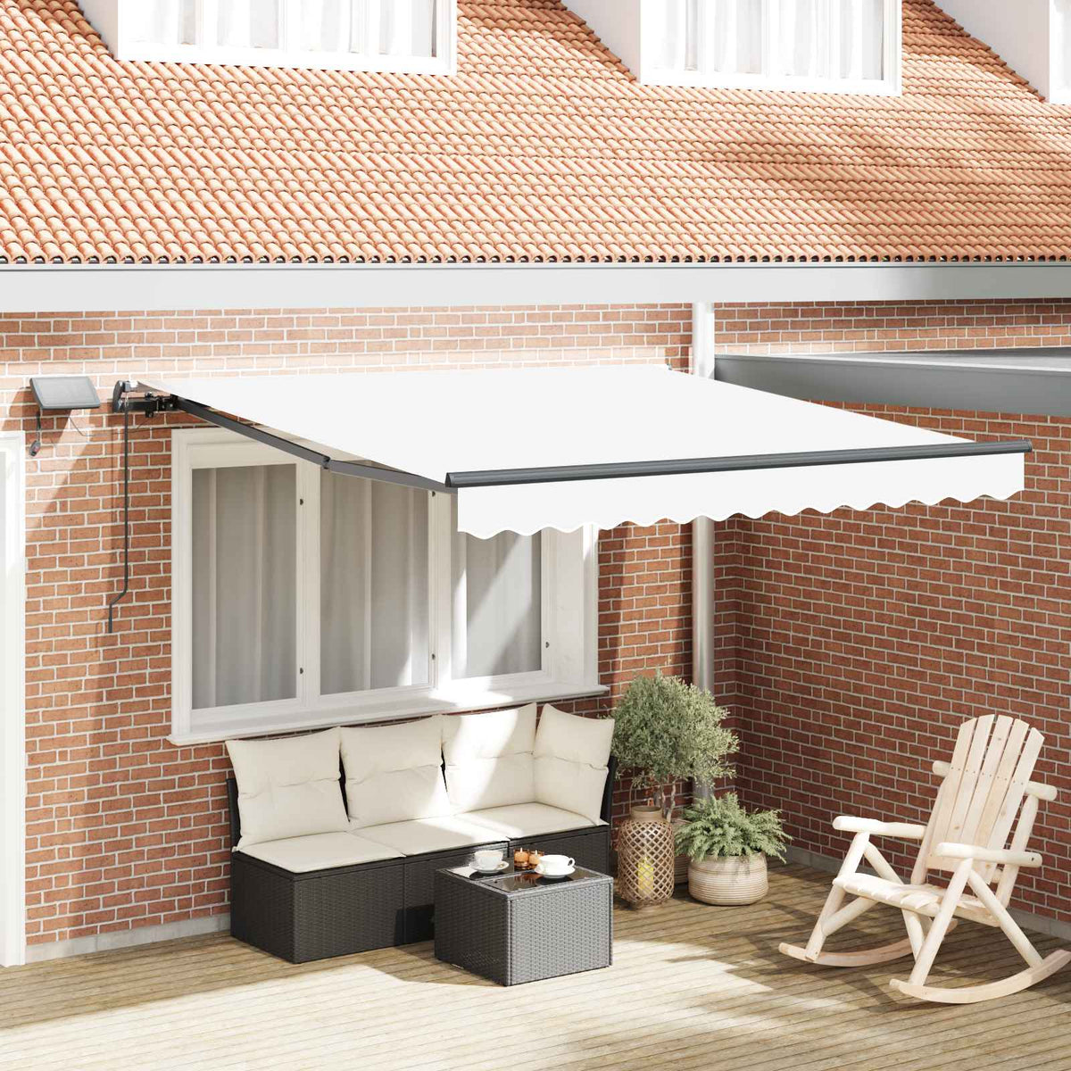 vidaXL Retractable Awning White 300 x 250 cm Fabric and Aluminium 1