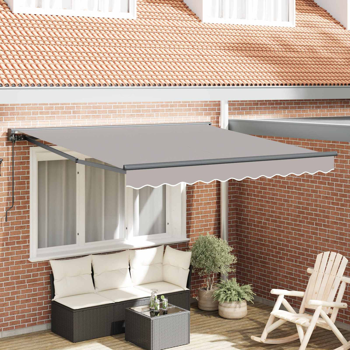 vidaXL Awning Frame Light Grey 300 x 250 cm Polyester with PU coating 1