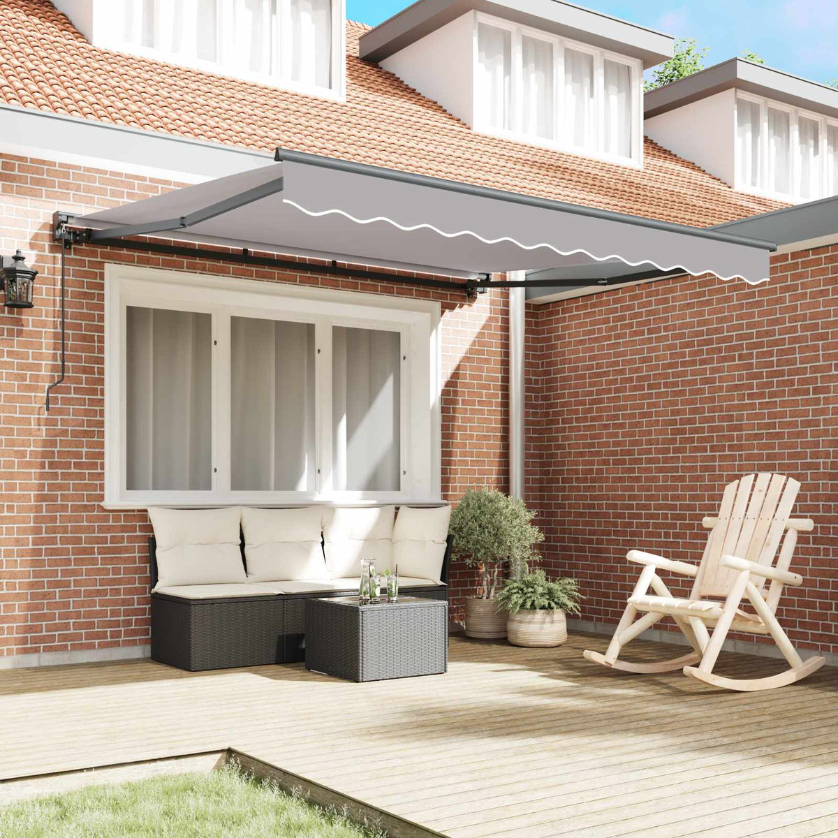vidaXL Awning Frame Light Grey 300 x 250 cm Polyester with PU coating 3