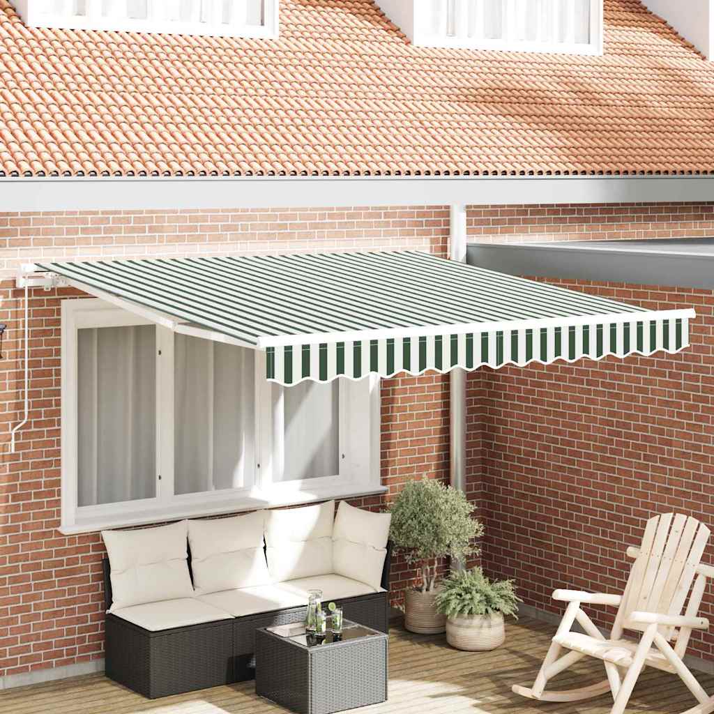 vidaXL Retractable Awning Green and White 300 x 250 x 165 cm 1