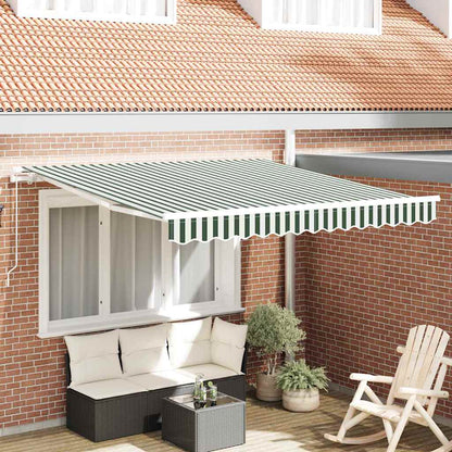 vidaXL Retractable Awning Green and White 300 x 250 x 165 cm 1