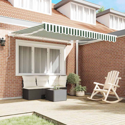 vidaXL Retractable Awning Green and White 300 x 250 x 165 cm 3