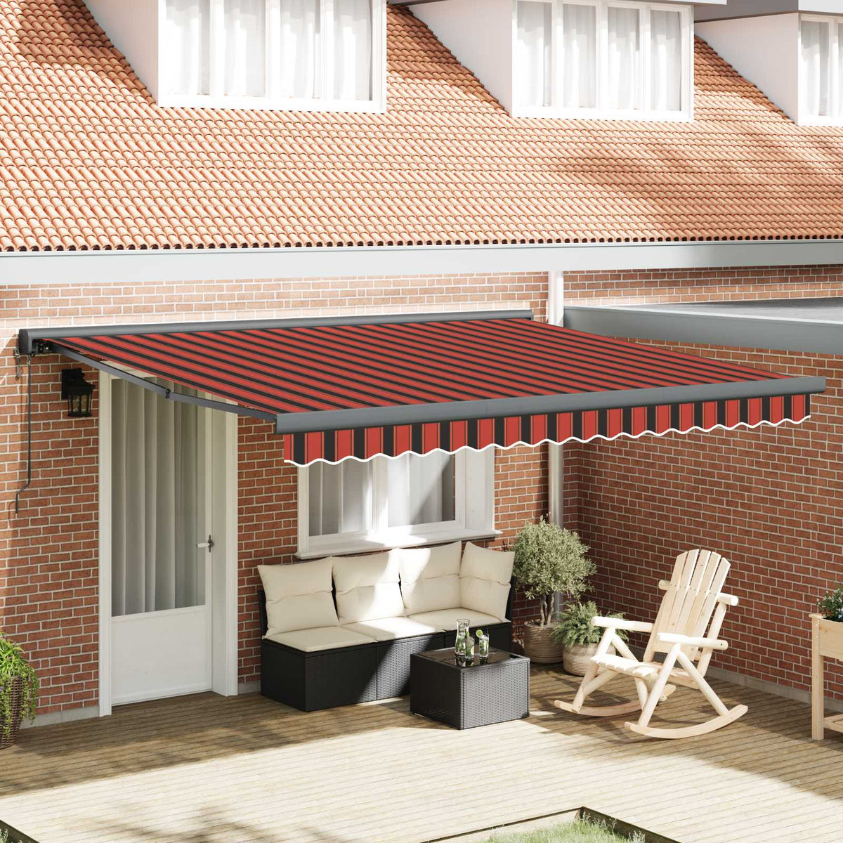 vidaXL Retractable Awning Red and Black 350 x 250 cm 1