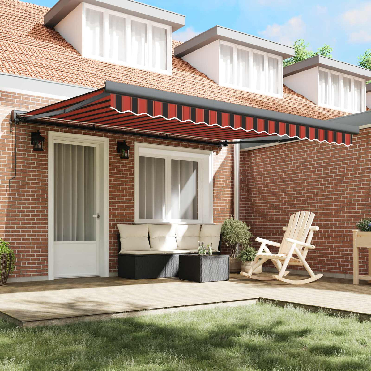 vidaXL Retractable Awning Red and Black 350 x 250 cm 3