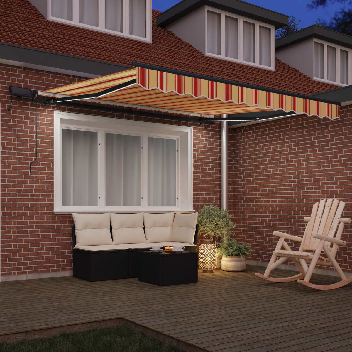 vidaXL Retractable Awning Yellow and Orange 350 x 250 cm 3