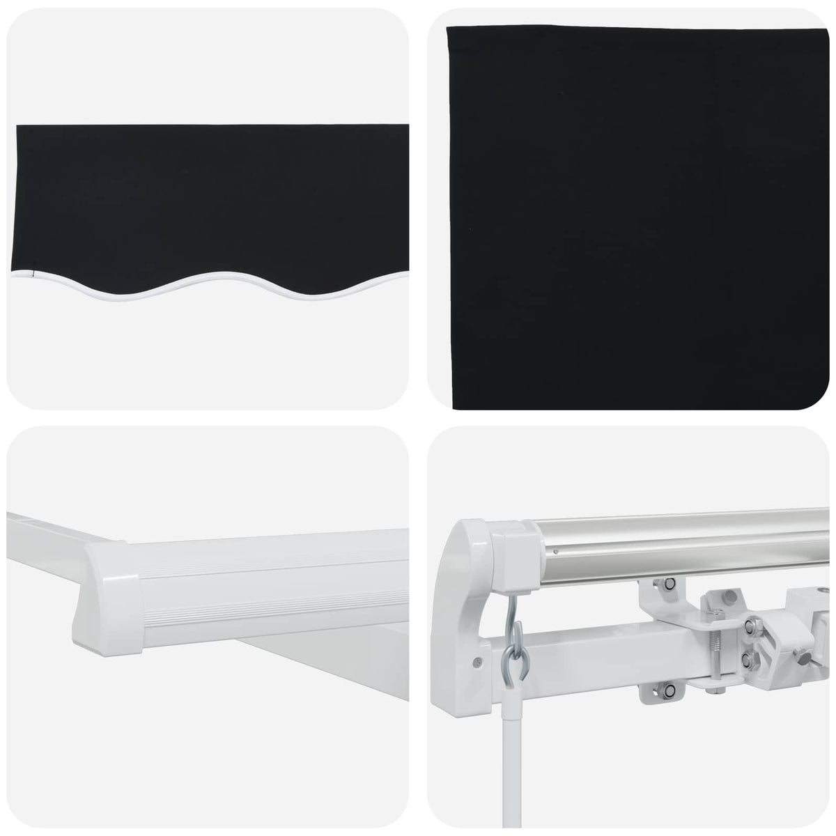 vidaXL Retractable Awning Black 350 x 250 cm Polyester and Aluminium 4
