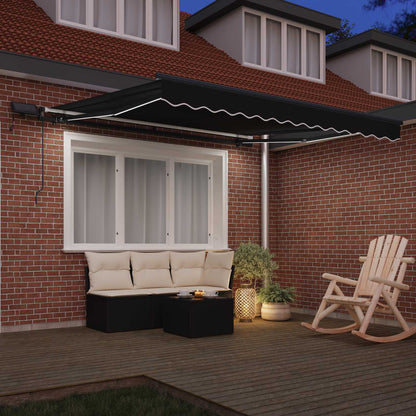 vidaXL Retractable Awning Black 350 x 250 cm Fabric and Aluminium 3