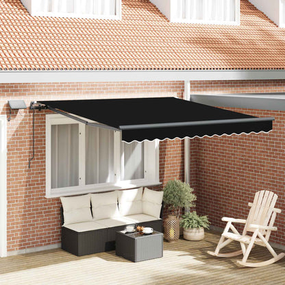 vidaXL Retractable Awning Black 350 x 250 cm Fabric and Aluminium 1