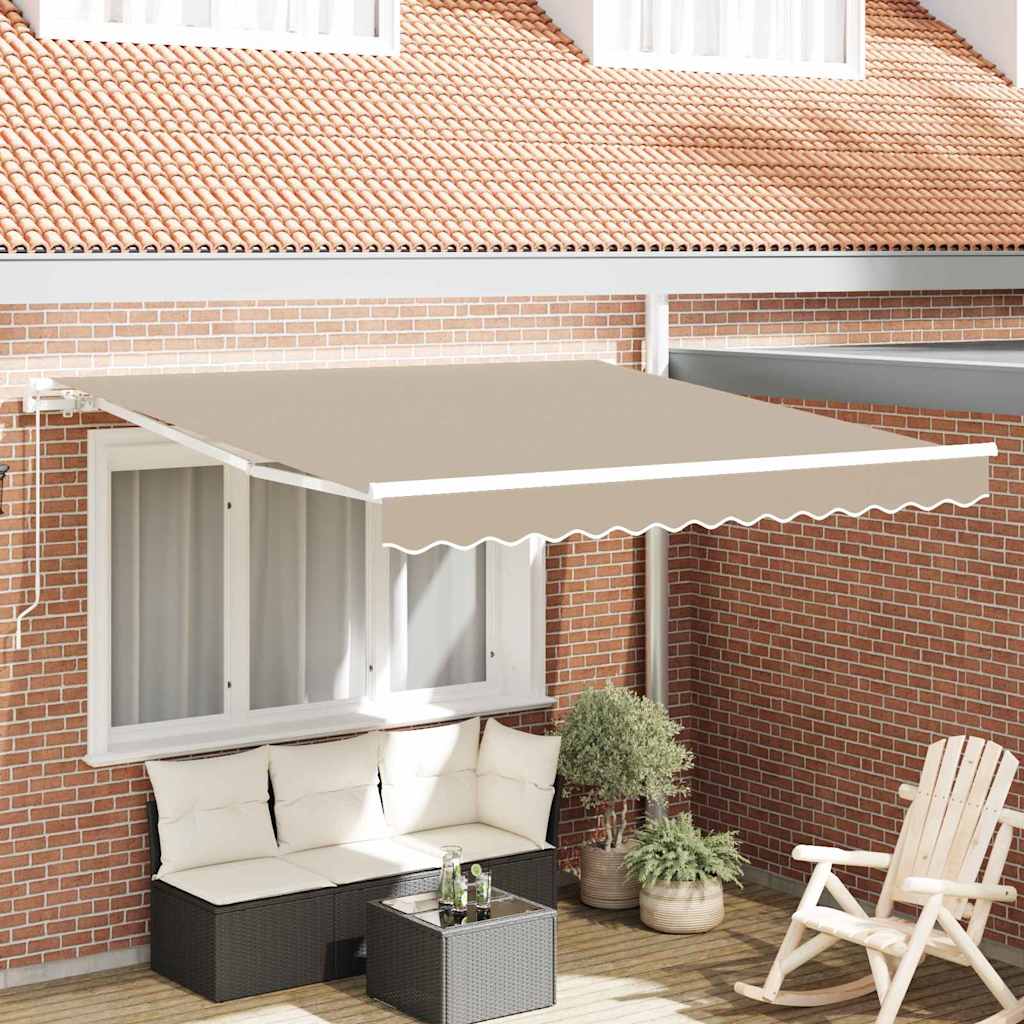 vidaXL Manual Awning 3.5 x 2.5 m 100% Polyester with White Frame Drop 250 cm Width 350 cm