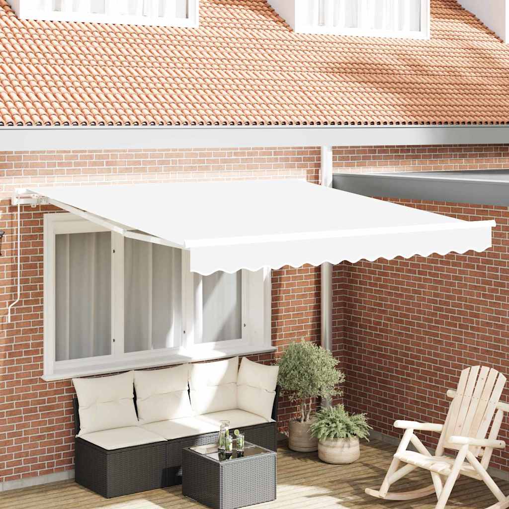 vidaXL Retractable Awning White 350 x 250 cm Polyester and Aluminium 1