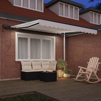 vidaXL Retractable Awning White 350 x 250 cm Fabric and Aluminium 3