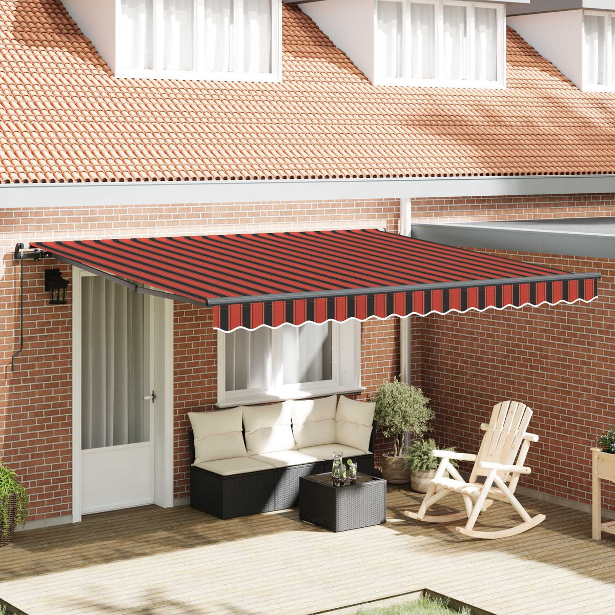 vidaXL Manual Awning 4 x 3.5 m 100% Polyester with Anthracite Frame Drop 350 cm Width 400 cm