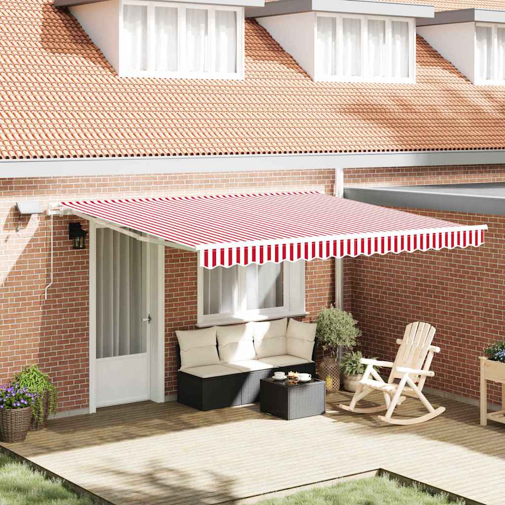 Manual Retractable Awning 400x350 cm with White Frame Red and white
