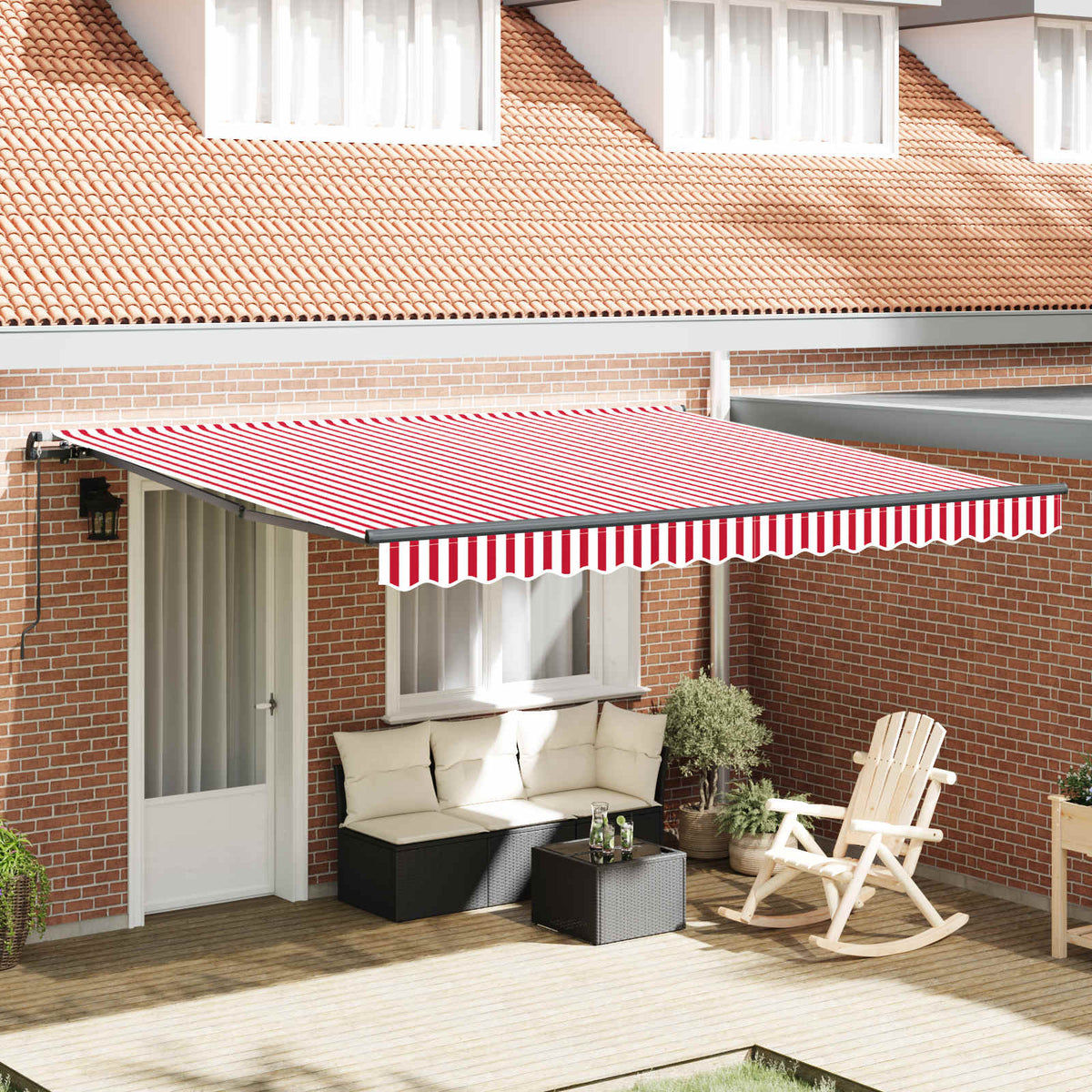 vidaXL Manual Awning 4 x 3.5 m 100% Polyester with Anthracite Frame Drop 350 cm Width 400 cm