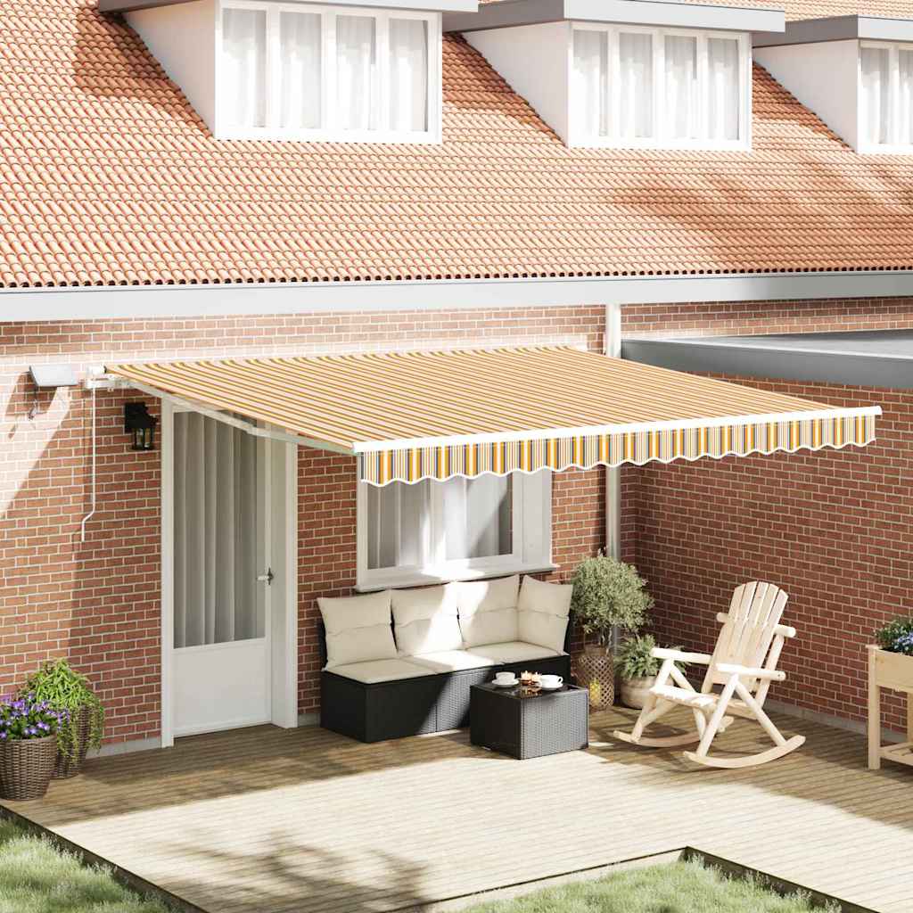 Manual Retractable Awning 400x350 cm with White Frame Yellow/grey/white