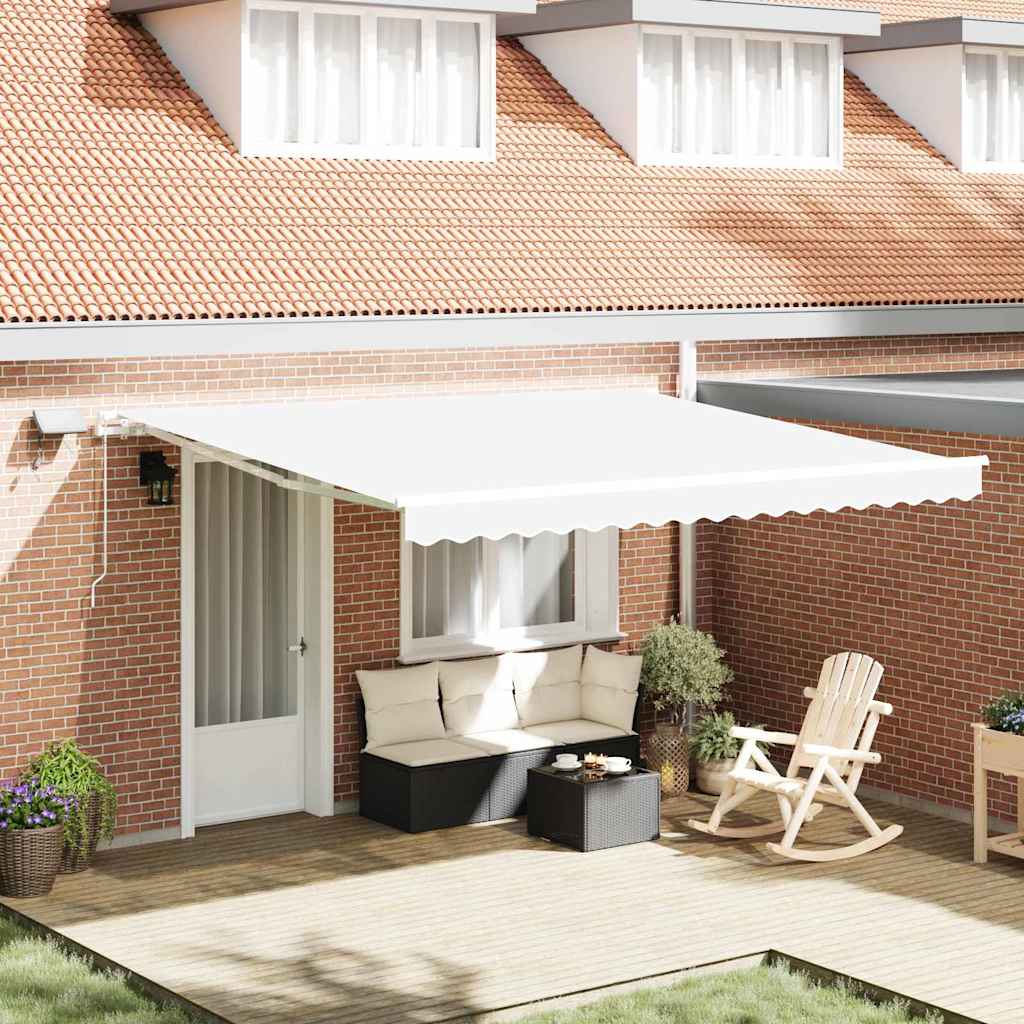 Manual Retractable Awning 400x350 cm with White Frame White