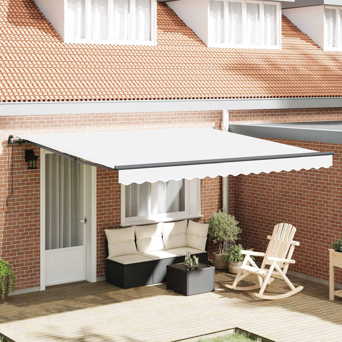 vidaXL Manual Awning 4 x 3.5 m 100% Polyester with Anthracite Frame Drop 350 cm Width 400 cm