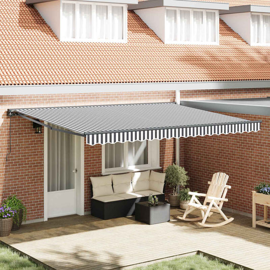 Manual Awning 4.5 x 3 m Brown 100% Polyester Anthracite and white (anthracite frame)
