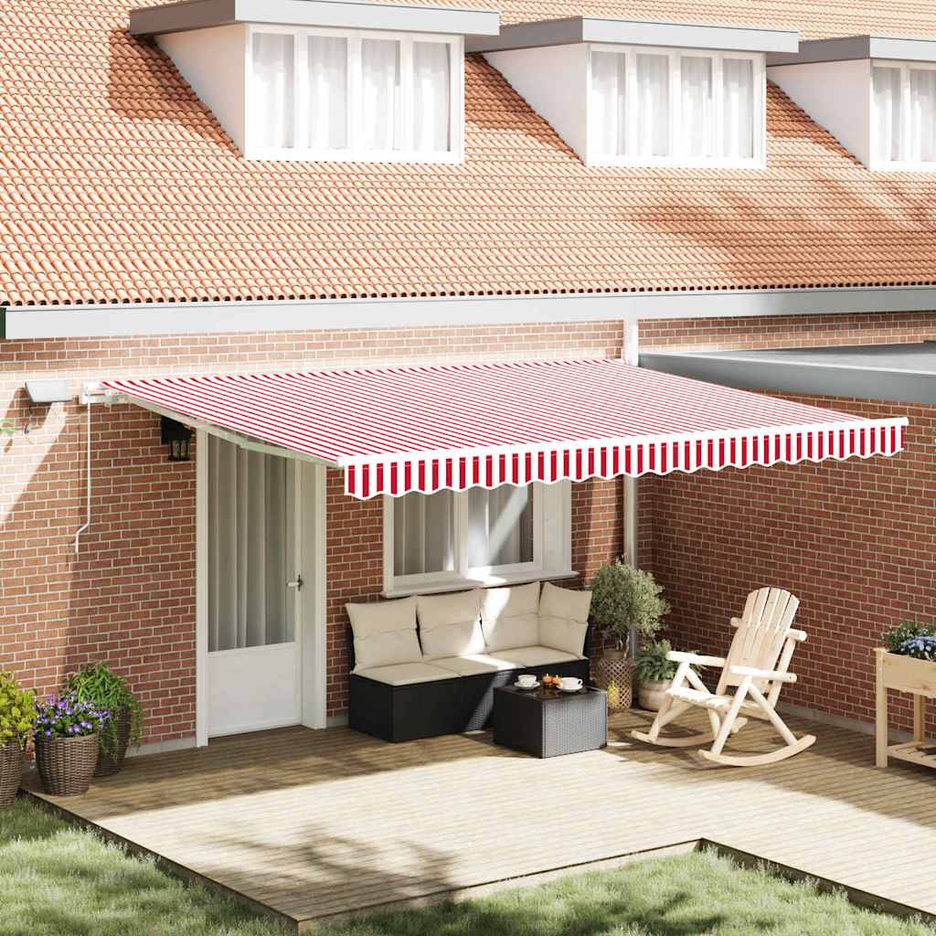 Manual Retractable Awning 450x300 cm with White Frame Red and white