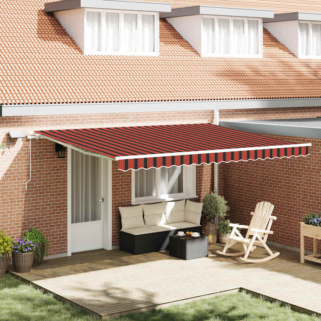 Manual Retractable Awning 450x350 cm with White Frame Orange/black/yellow