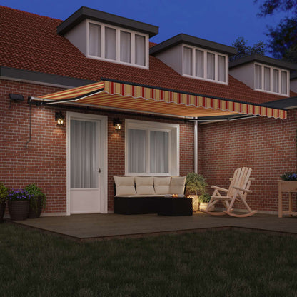 Manual Awning with Solar LED 4.5 x 3.5 m with Anthracite Frame Drop 350 cm Width 450 cm Yellow/orange/white