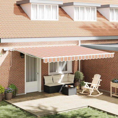 Manual Retractable Awning 450x350 cm with White Frame Orange/grey/blue/white