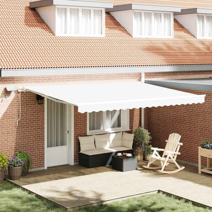 Manual Retractable Awning 450x350 cm with White Frame White