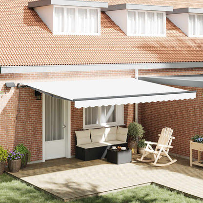 Manual Awning with Solar LED 4.5 x 3.5 m with Anthracite Frame Drop 350 cm Width 450 cm White