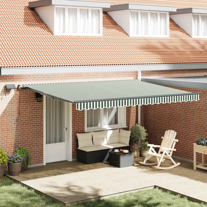Manual Awning with Solar LED 4.5 x 3.5 m with Anthracite Frame Drop 350 cm Width 450 cm Green and white