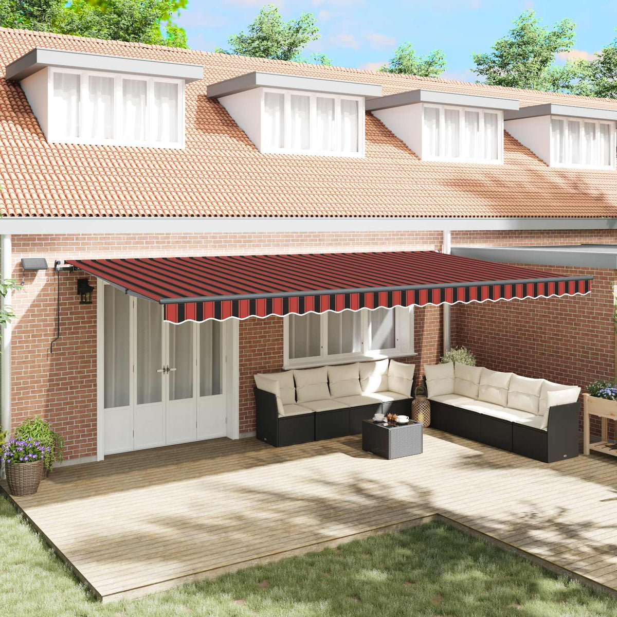 Retractable Awning Orange and brown with Anthracite Frame 600 cm 300 cm